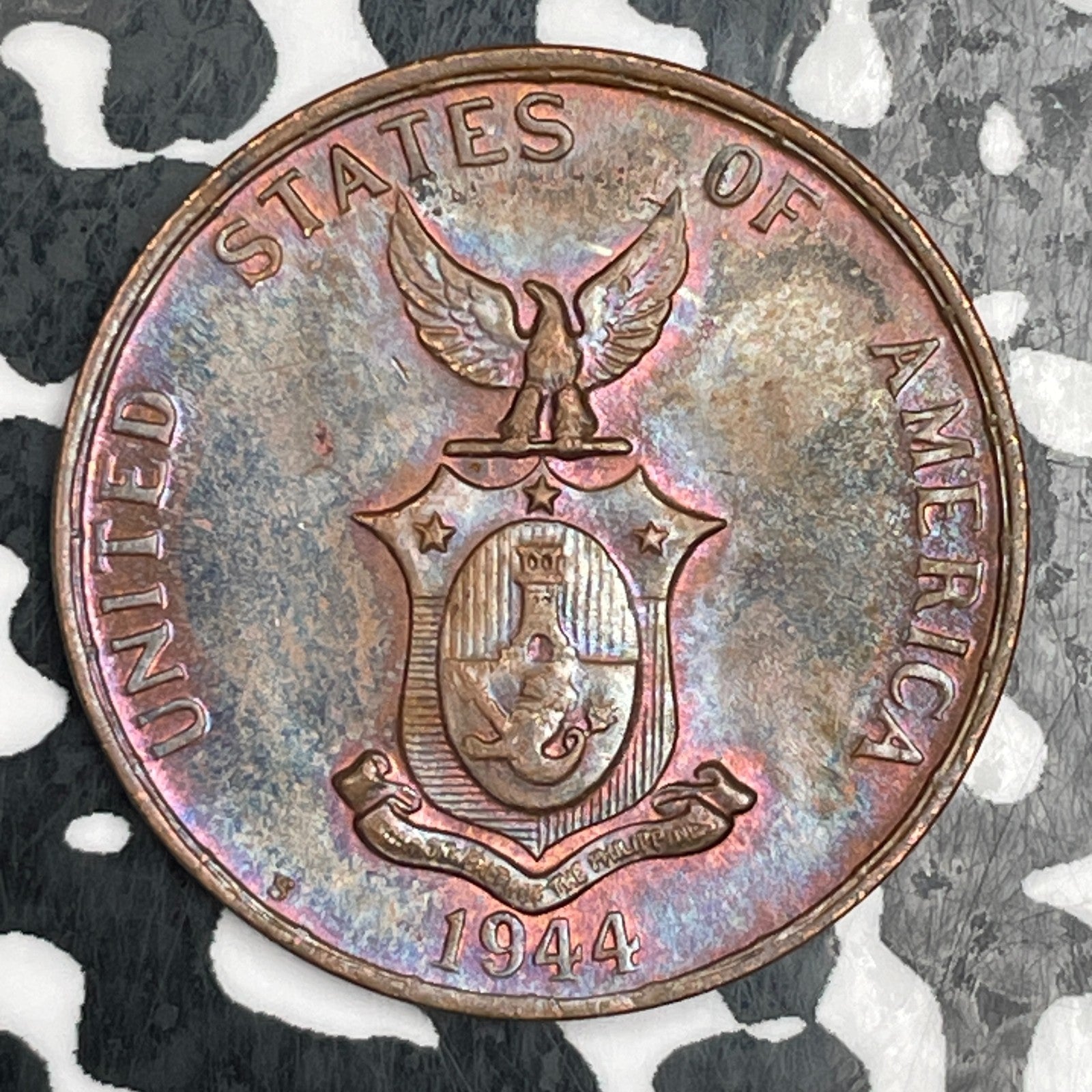 1944-S U.S. Philippines 1 Centavo Lot#N1977 High Grade! Beautiful Toning!