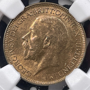 1932 Great Britain Farthing NGC MS65RB Lot#G9125 Gem BU!