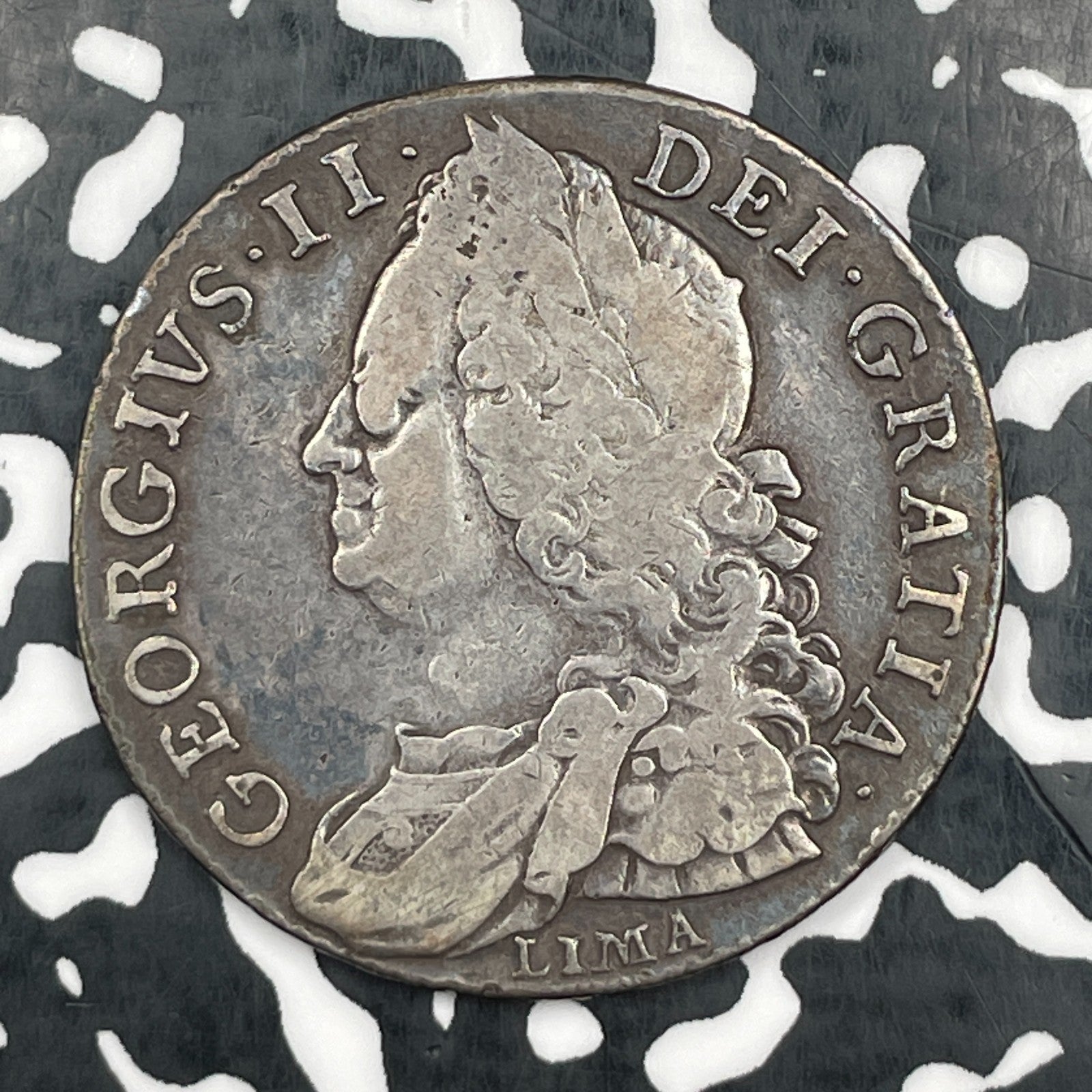 1746-LIMA Great Britain George II 1/2 Crown Lot#JM2047 Silver!