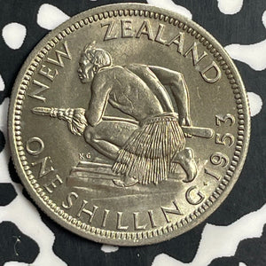 1953 New Zealand 1 Shilling Lot#T0755 High Grade! Beautiful! Key Date!