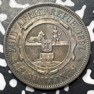 1897 South Africa 2 Shillings Lot#JM8953 Silver! Nice!