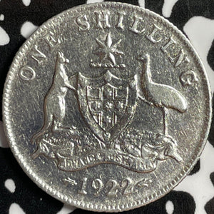 1922 Australia 1 Shilling Lot#E0578 Silver! Cleaned