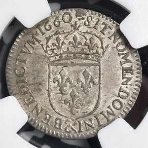 1660-& France 1/12 Ecu NGC AU58 Lot#G9579 Silver! Scarce! KM#199.14