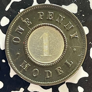 (1844) Great Britain Queen Victoria Model Penny Token Lot#T3058 Nice!
