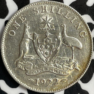 1922 Australia 1 Shilling Lot#D9745 Silver! Better Date, Old Cleaning