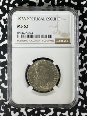 1928 Portugal 1 Escudo NGC MS62 Lot#G186 Nice UNC!