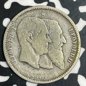 1880 Belgium 1 Franc Lot#T0446 Silver!