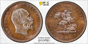 1902 G.B. Edward VII Coronation 1/2 Farthing PCGS MS65BN Lot#G9824 Gem BU!