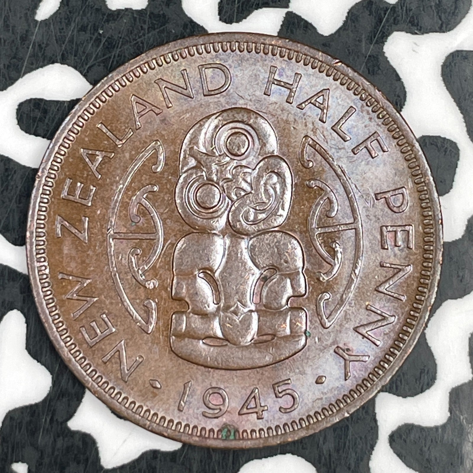 1945 New Zealand 1/2 Penny Half Penny Lot#F5924 High Grade! Beautiful!