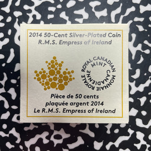 2014 Canada RMS Empress Of Ireland Lost Ship 50 Cents Lot#B2429 W/ Case & C.O.A.