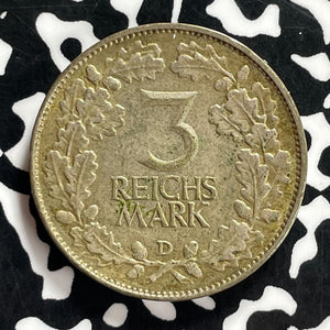 1925-D Germany 3 Mark Lot#JM9856 Silver! Nice!