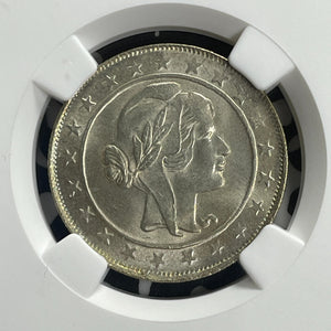 1924 Brazil 2000 Reis NGC MS64 Lot#G735 Silver! Choice UNC!