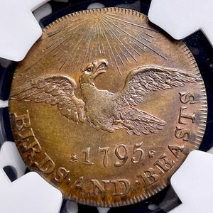 1795 G.B. Middlesex Pidcock's 1/2 Penny Conder Token NGC MS64BN Lot#G9813 Lion
