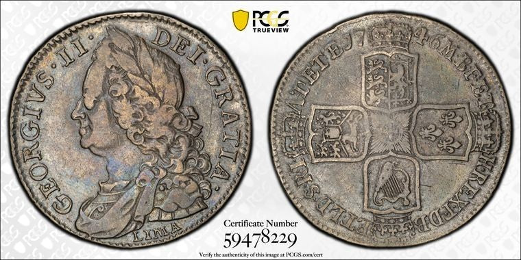 1746-Lima Great Britain George II 1/2 Crown PCGS VF35 Lot#G4217 Silver! S-3695a