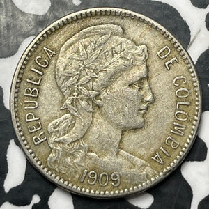 1909 Colombia 5 Pesos Lot#E6535 Nice!