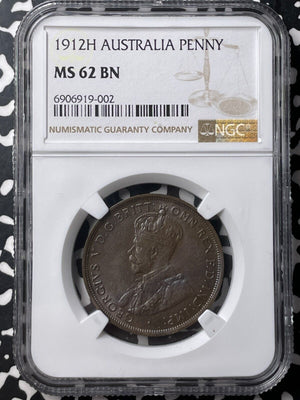 1912-H Australia 1 Penny NGC MS62BN Lot#G8781 Nice UNC!