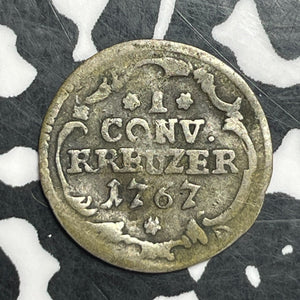 1767-ICK Germany Saxe-Coburg-Saalfeld 1 Kreuzer Lot#T6464 Silver! Scarce!