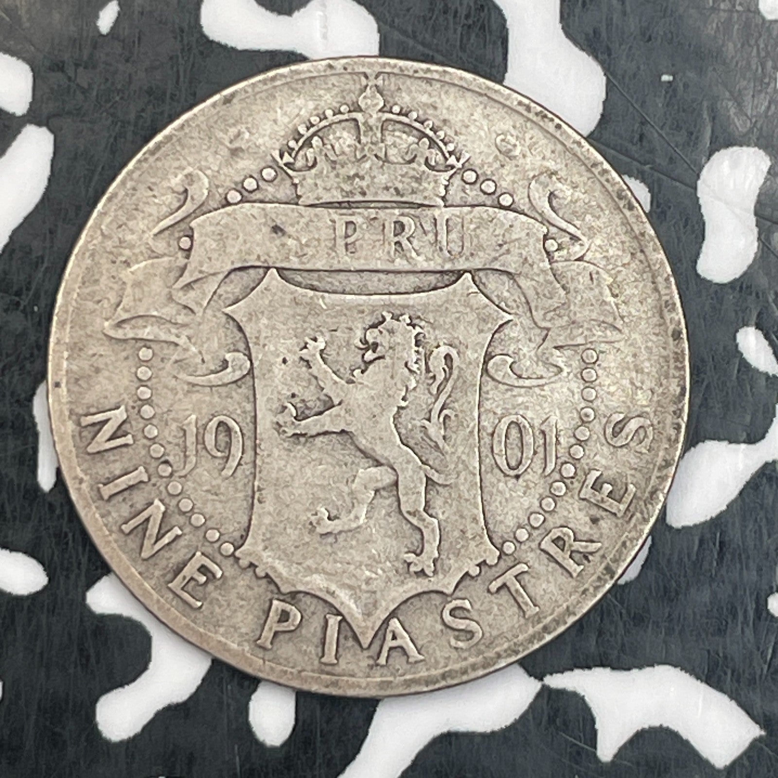 1901 Cyprus 9 Piastres Lot#N0158 Silver!