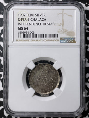 1902 Peru Chalaca Independence Fiestas Medal NGC MS64 Lot#G8264 Silver!