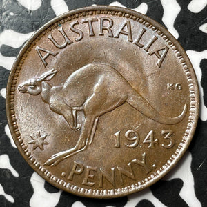 1943-I Australia 1 Penny Lot#D9973 High Grade! Beautiful!