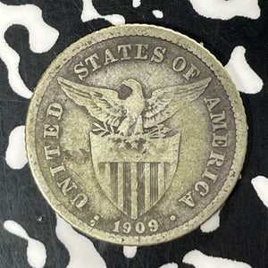 1909-S U.S. Philippines 20 Centavos Lot#T5243 Silver! Better Date