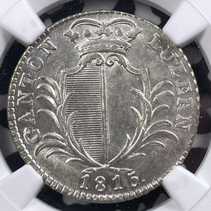 1815 Switzerland Lucerne 5 Batzen NGC MS63 Lot#G9106 Silver! Choice UNC!