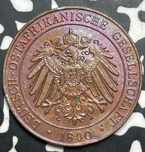 1890 German East Africa 1 Pesa Lot#T9336 Nice Detail, Corrosion Spots