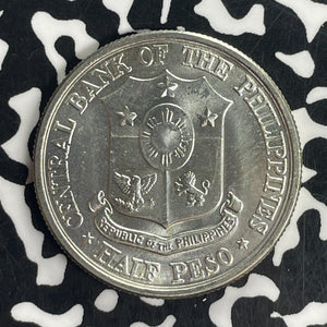 1961 Philippines 1/2 Peso Half Peso Lot#T8484 Silver! High Grade! Beautiful!