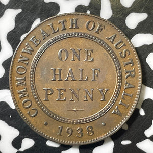 1938 Australia 1/2 Penny Half Penny Lot#E4474 Nice!