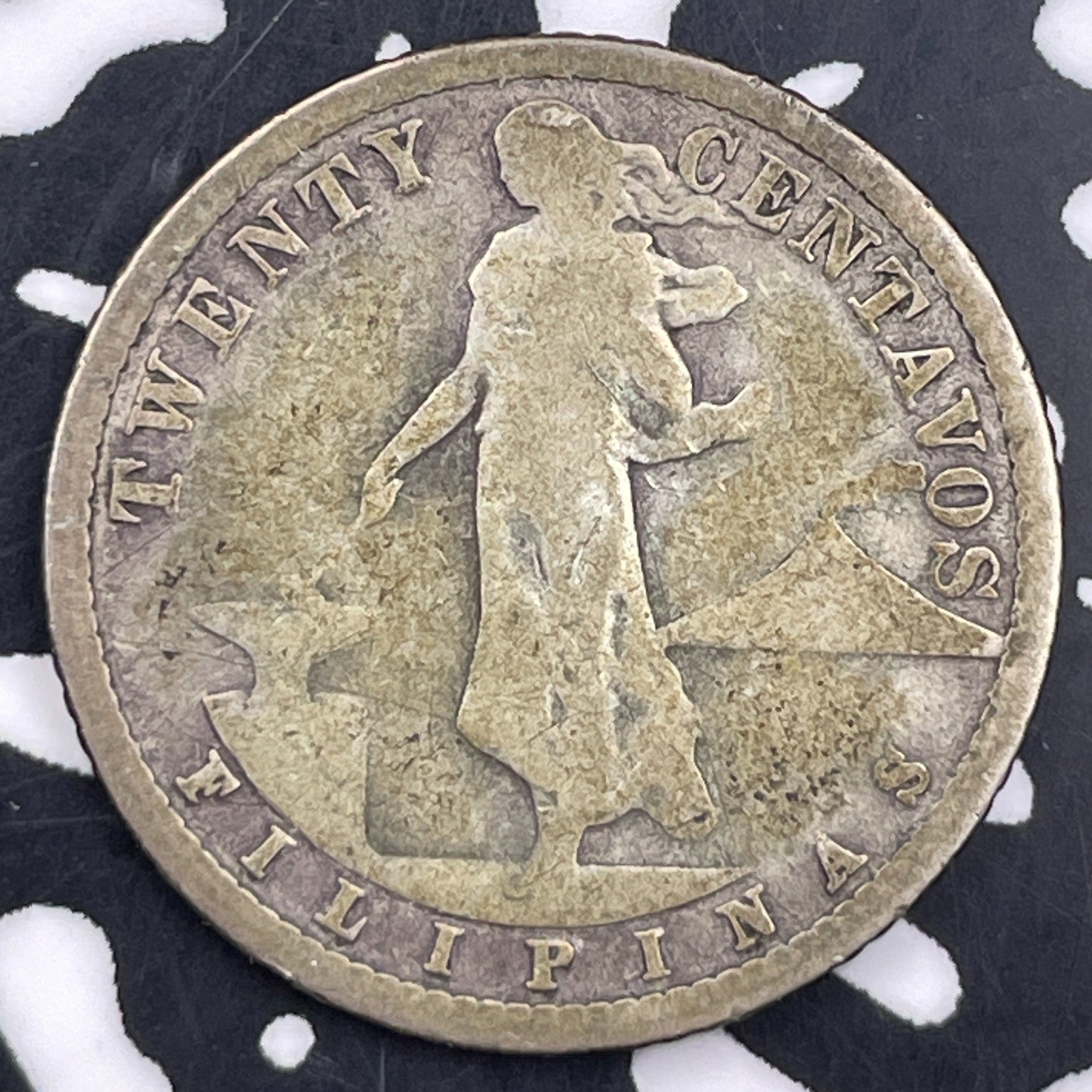 1907-S U.S. Philippines 20 Centavos Lot#F3062 Silver!