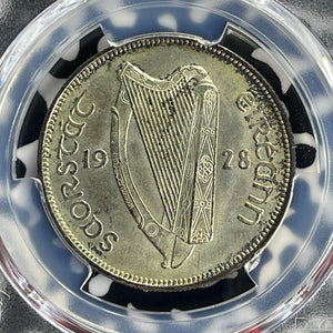 1928 Ireland 1/2 Crown PCGS MS62 Lot#G785 Silver! Nice UNC!