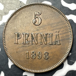 1898 Finland 5 Pennia Lot#E8929