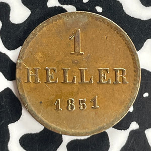 1851 Germany Frankfurt 1 Heller Lot#T8035 Nice!