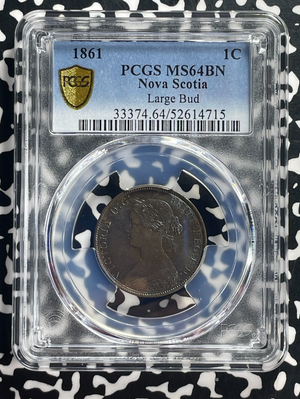 1861 Nova Scotia 1 Cent PCGS MS64BN Lot#G728 Choice UNC! Large Bud