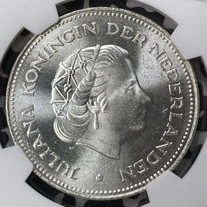 1970 Netherlands Liberation Anniversary 10 Gulden NGC MS64 Lot#MK116 Silver!