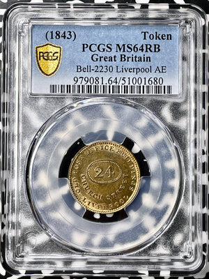 (1843) G.B. Liverpool Promoli & Hausburg Farthing Token PCGS MS64RB Lot#G9848