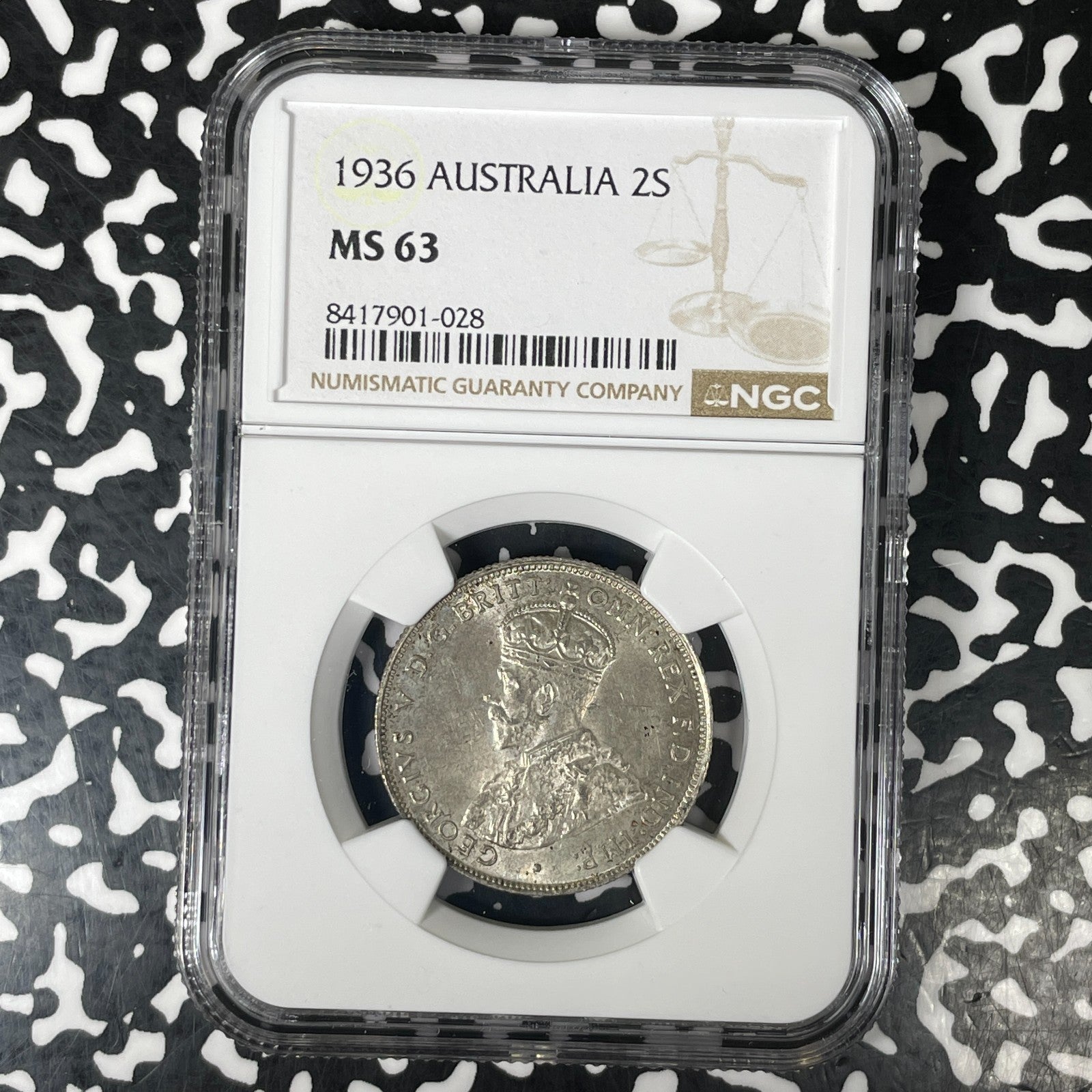 1936 Australia 1 Florin NGC MS63 Lot#G1483 Silver! Choice UNC!