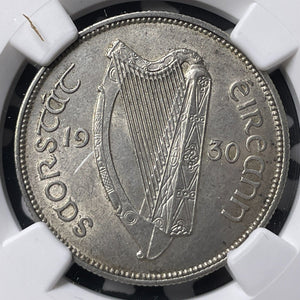 1930 Ireland 1 Florin NGC MS61 Lot#G8968 Silver! Nice UNC!