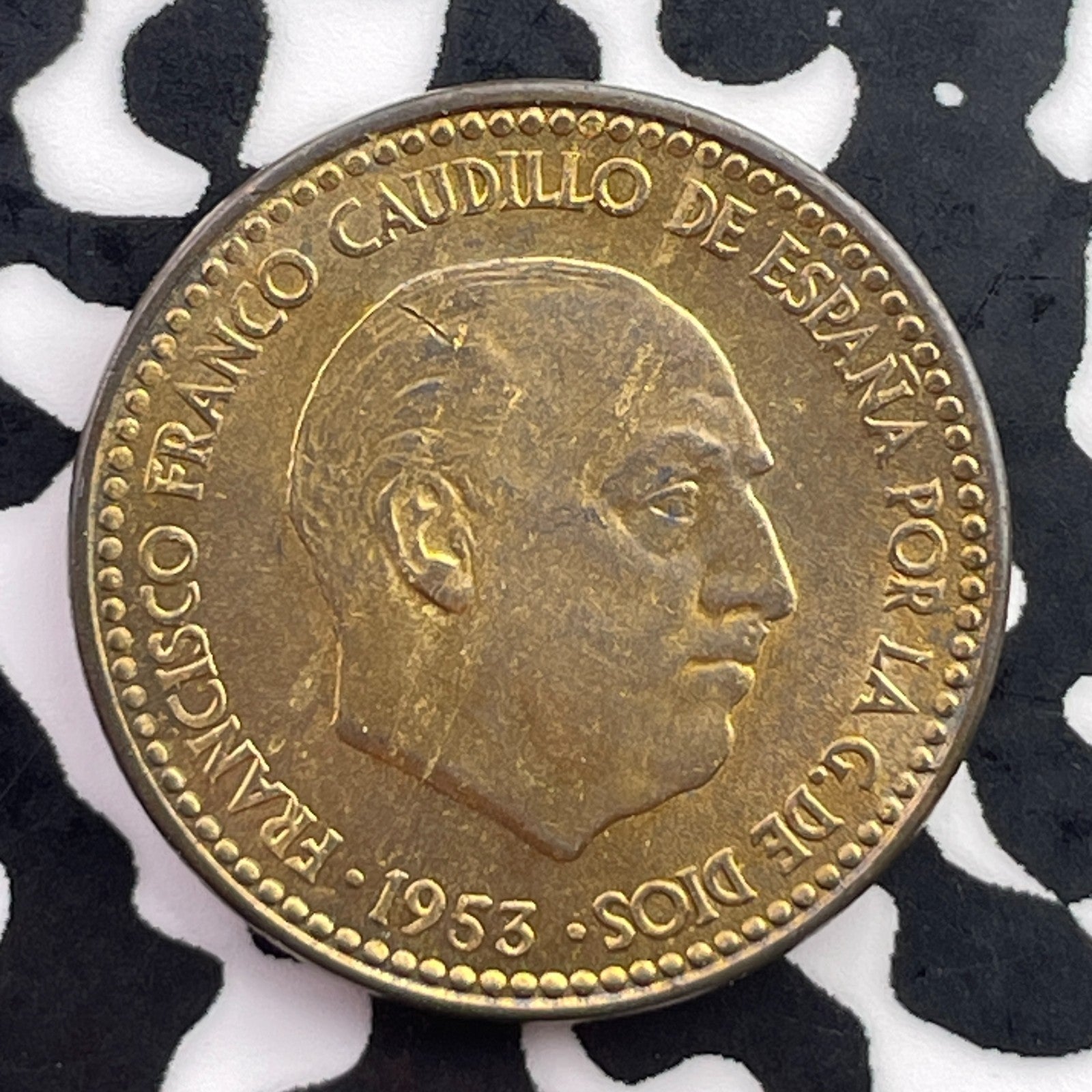 1953(56) Spain 1 Peseta Lot#C5643 High Grade! Beautiful!