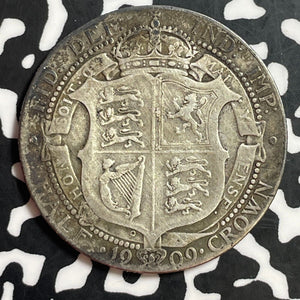 1909 Great Britain 1/2 Crown Half Crown Lot#T1321 Silver!