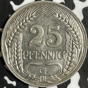 1911-G Germany 25 Pfennig Lot#D8067 Nice!
