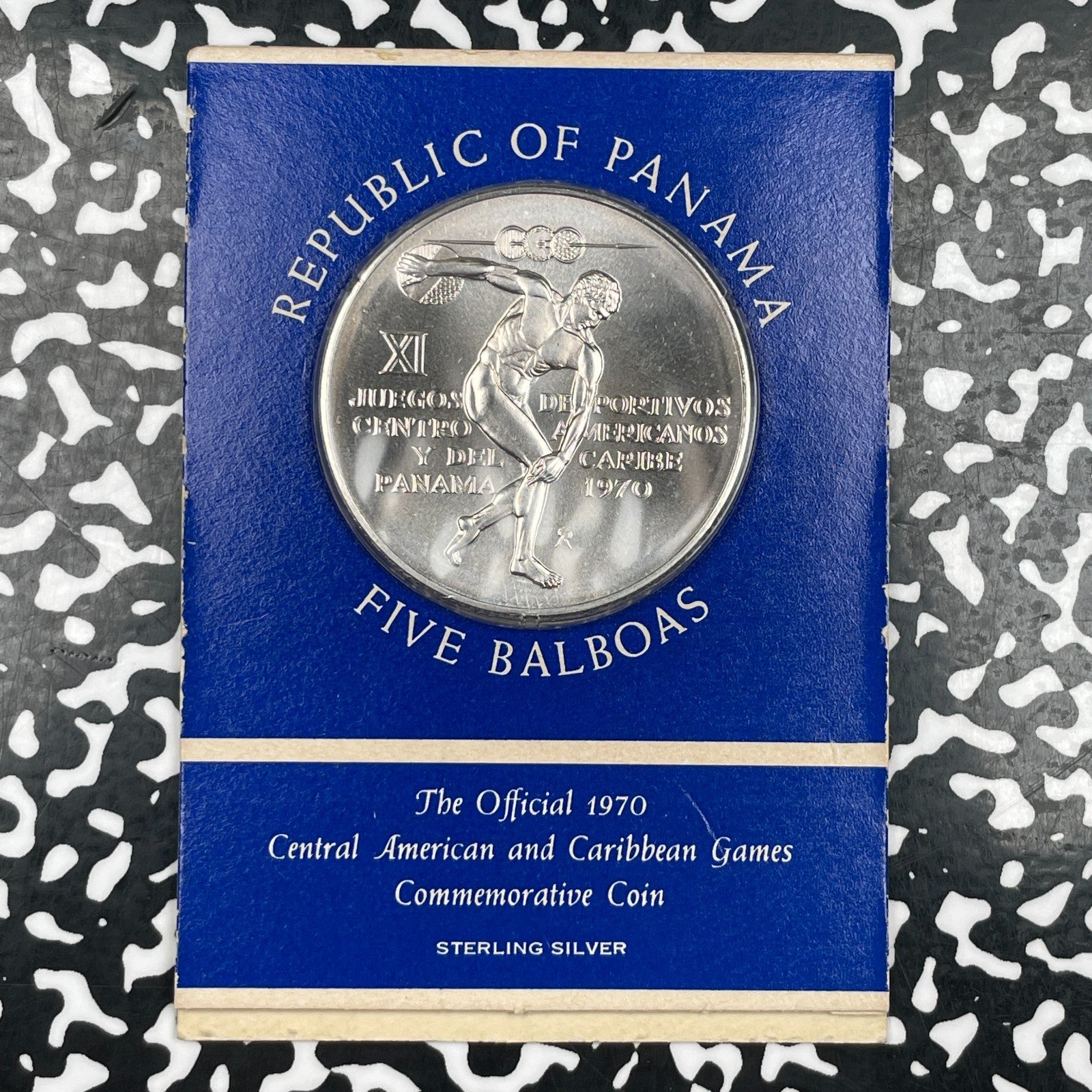 1970 Panama Central American & Caribbean Games 5 Balboas Set Lot#OV2037 Silver!