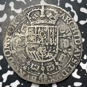 1634 Spanish Netherlands Tournai 1 Patagon Lot#JM8258 Large Silver! Obv. Tooled