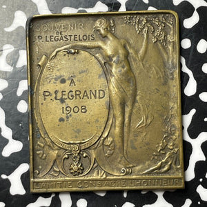 1908 France Friendship & Honor Award Plaque Lot#E9582 37x43mm
