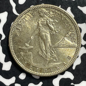 1945-S U.S. Philippines 50 Centavos Lot#C0701 Silver! High Grade! Beautiful!
