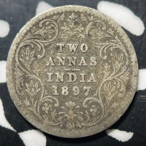 1897 India 2 Annas Lot#E8159 Silver!