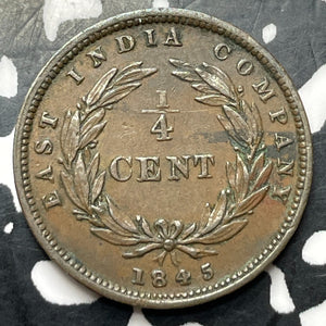 1845 Straits Settlements 1/4 Cent Lot#JM8996 Nice!