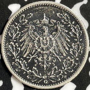 1917-G Germany 1/2 Mark Half Mark Lot#D6992 Silver! Key Date!