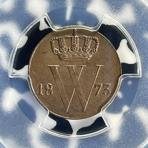 1873 Netherlands 1/2 Cent PCGS MS64BN Lot#G808 Choice UNC!