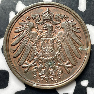 1900-D Germany 1 Pfennig Lot#E8882 High Grade! Beautiful!